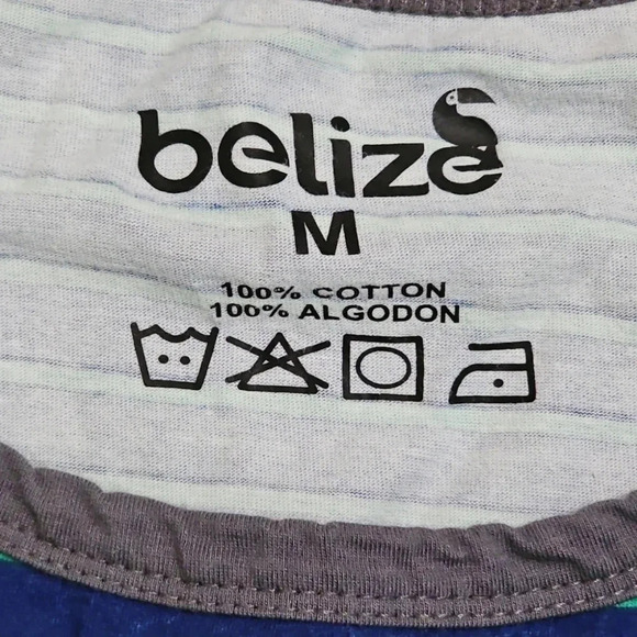 Belize Medium Retro 80's Blue Green Palm Tree Tank Top Casual Beach Y2K - Picture 4 of 6